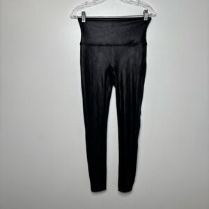 Spanx Faux Leather Leggings Black # 2437 Skinny Shapewear‎ Slimming Size Large